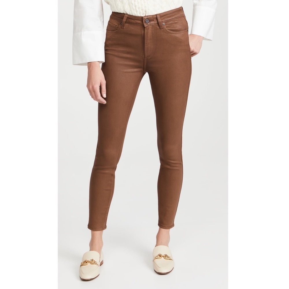 PAIGE Hoxton Cropped Cognac Luxe Coating Jeans